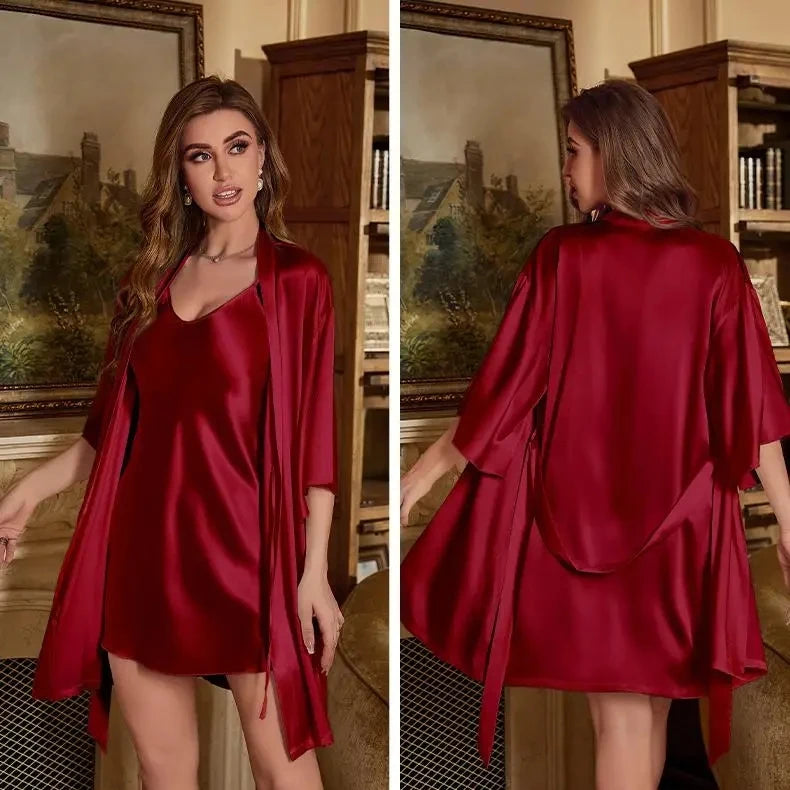 Robe Suit Rayon Bathrobe Gown Sleep