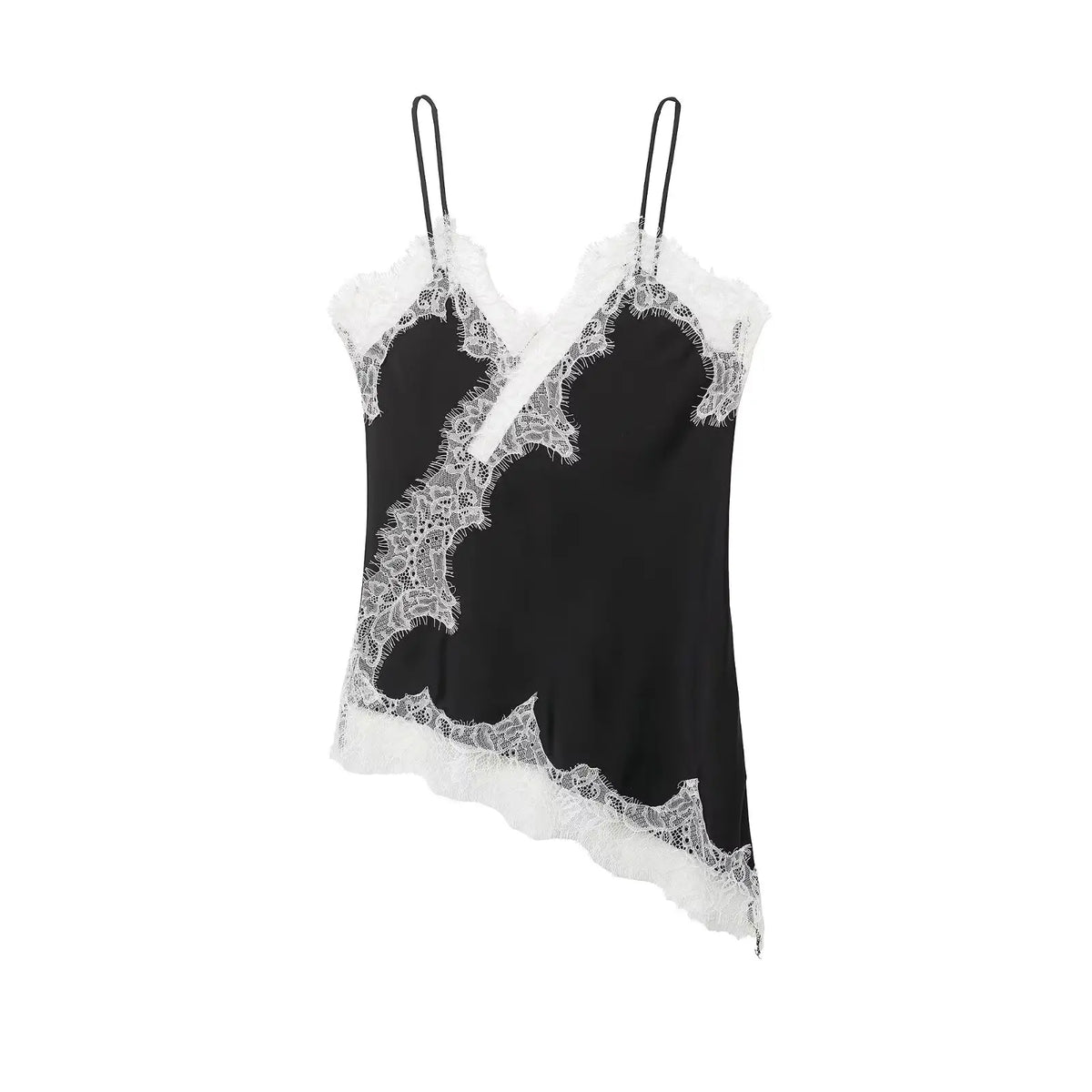 Asymmetrical Lace Backless Slip Top