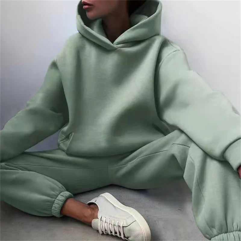 Tracksuit Suit Warm Hoodie Sweatshirts Two