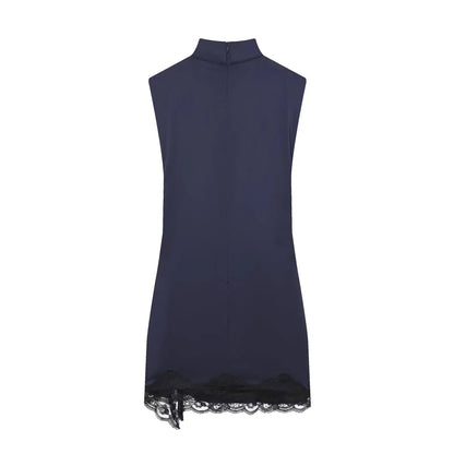 Lace Patchwork Satin Mini Dress