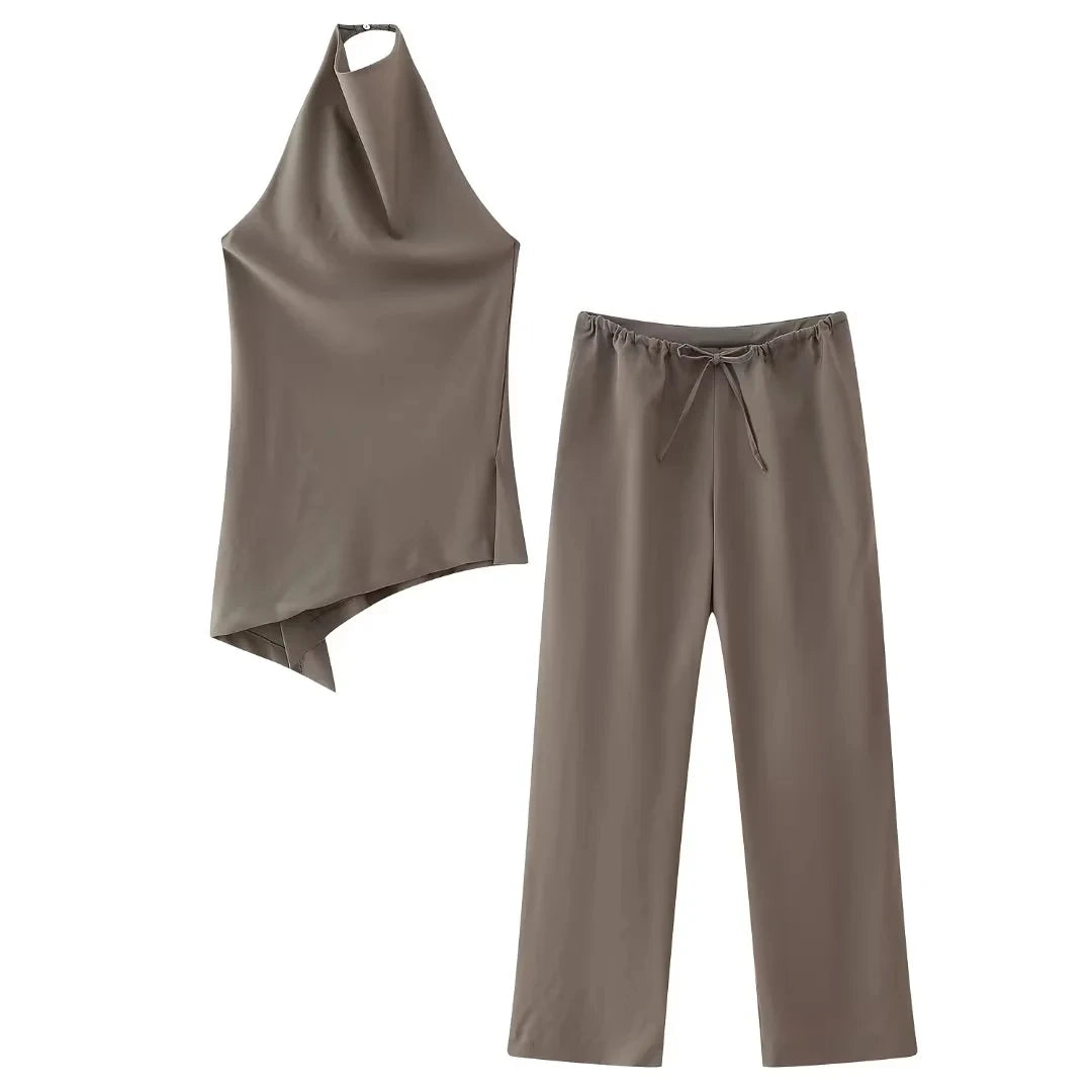 HH Vintage Solid Pant Sets Backless