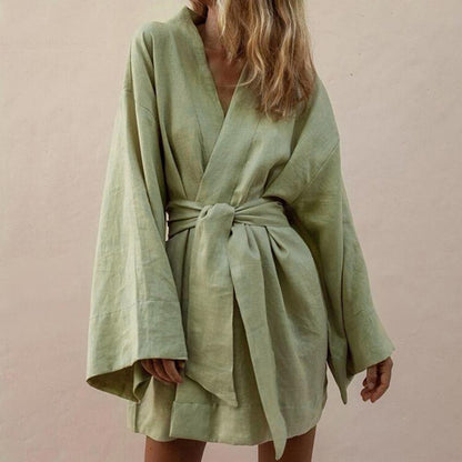 Long Sleeve V Neck Mini Dress
