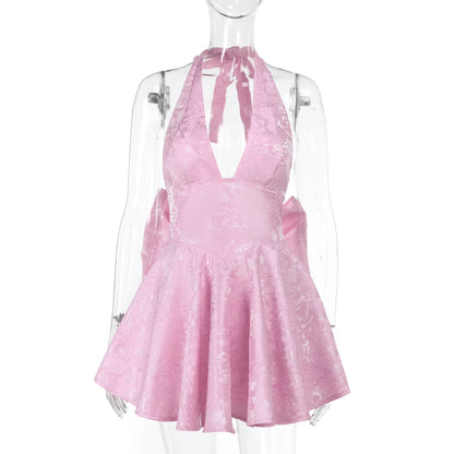 Evening Party Dresses Bow Halter Long