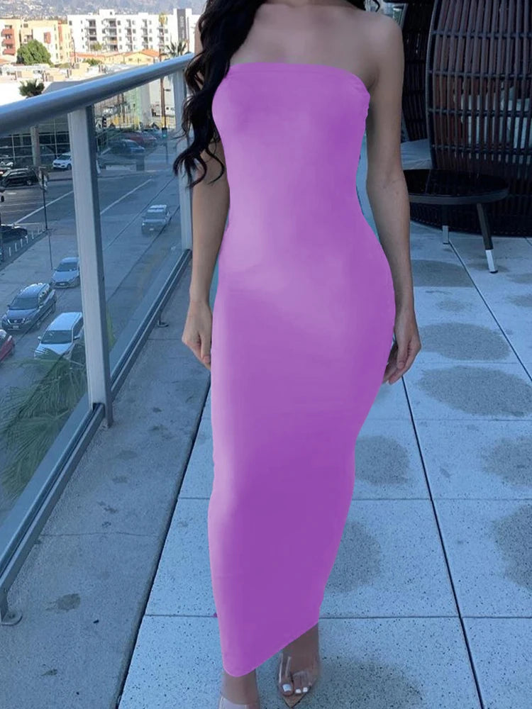 Sleeveless Chest Wrapped Long Beach Dress