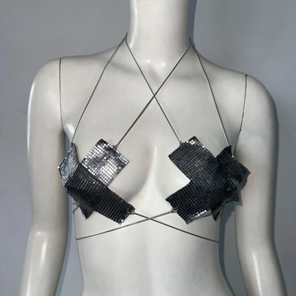Sequin Lace-Up Festival Top