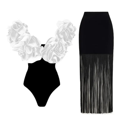 Off-Shoulder Ruffle Push-Up Swimsuit