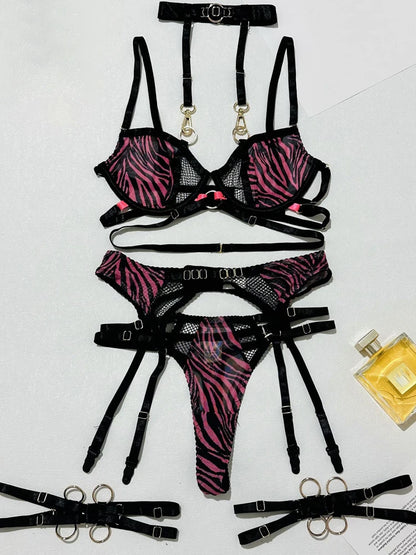 Lace See-Through Halter Lingerie Set