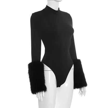 Fur Patchwork Long Sleeve 2-Piece Set