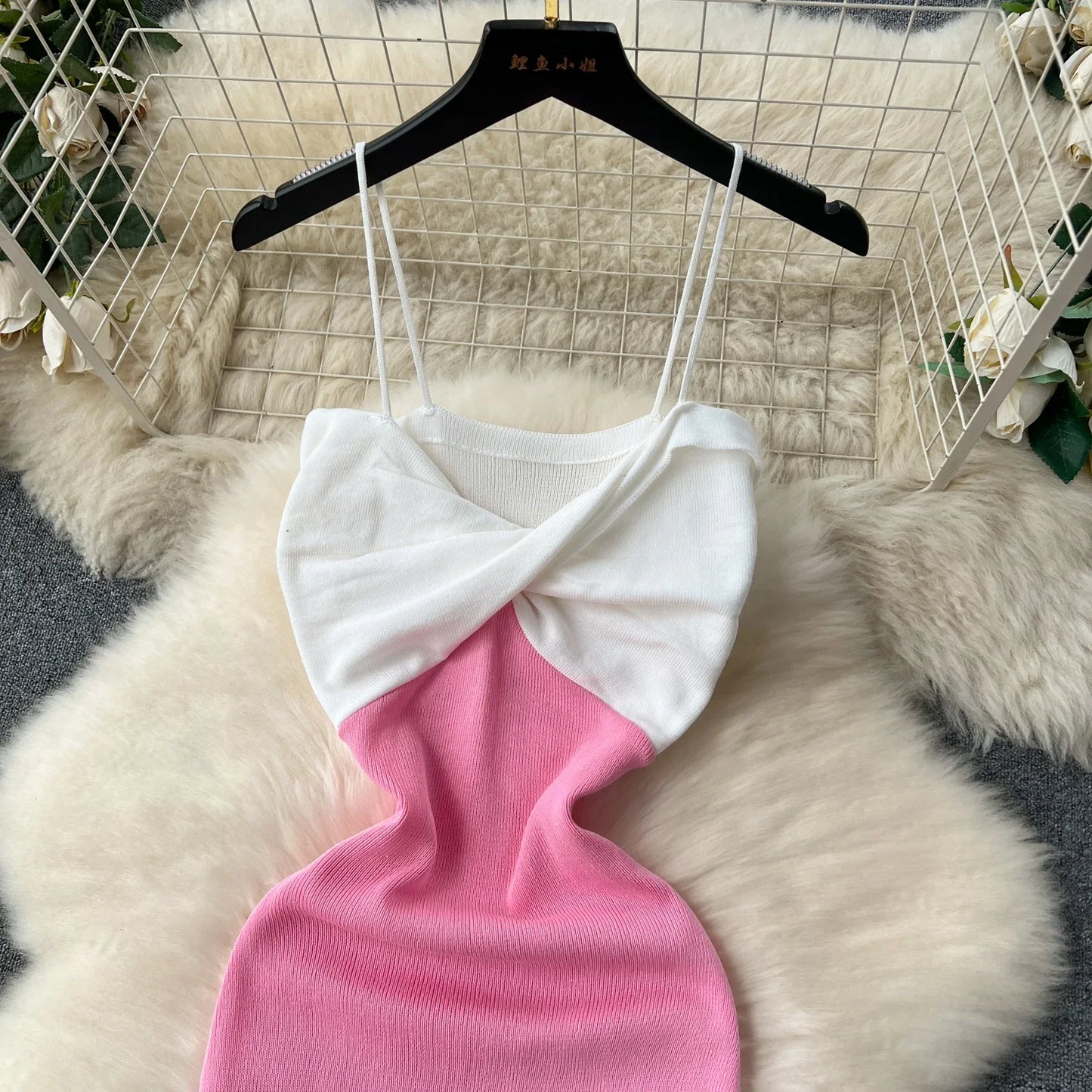 Patchwork Chic Sexy Wrap Hips Mini Dress Women Y2K Elastic Knitted Bodycon Summer Dress Streetwear Ladies Outfits Sundress