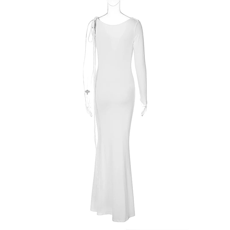 Dulzura One-Shoulder Long Sleeve Swinging Collar