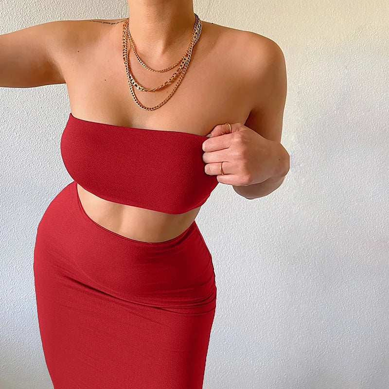 Strapless Tube Top & Maxi Skirt Set