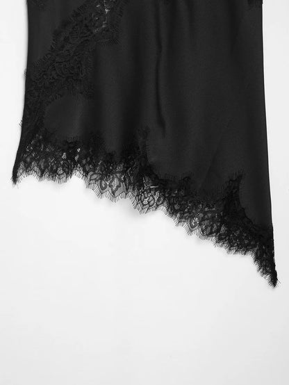 Asymmetrical Lace Backless Slip Top