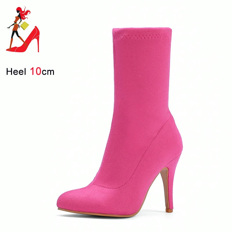 Sock Short Boots Mid-Calf Thin High