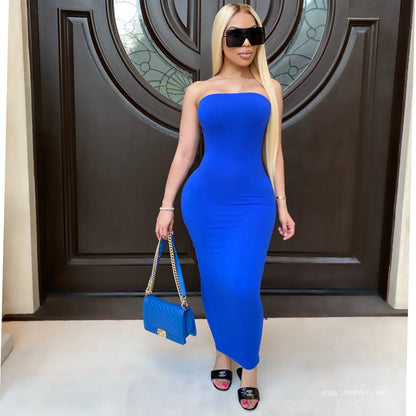 Strapless Knit Beach Maxi Dress