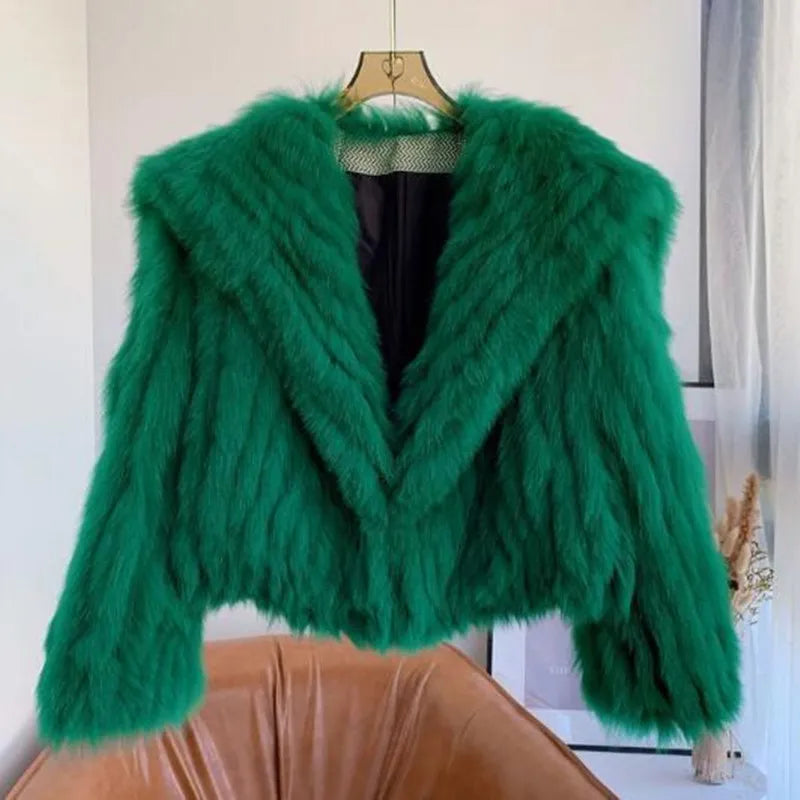 Imitation fur short coat woven Rex