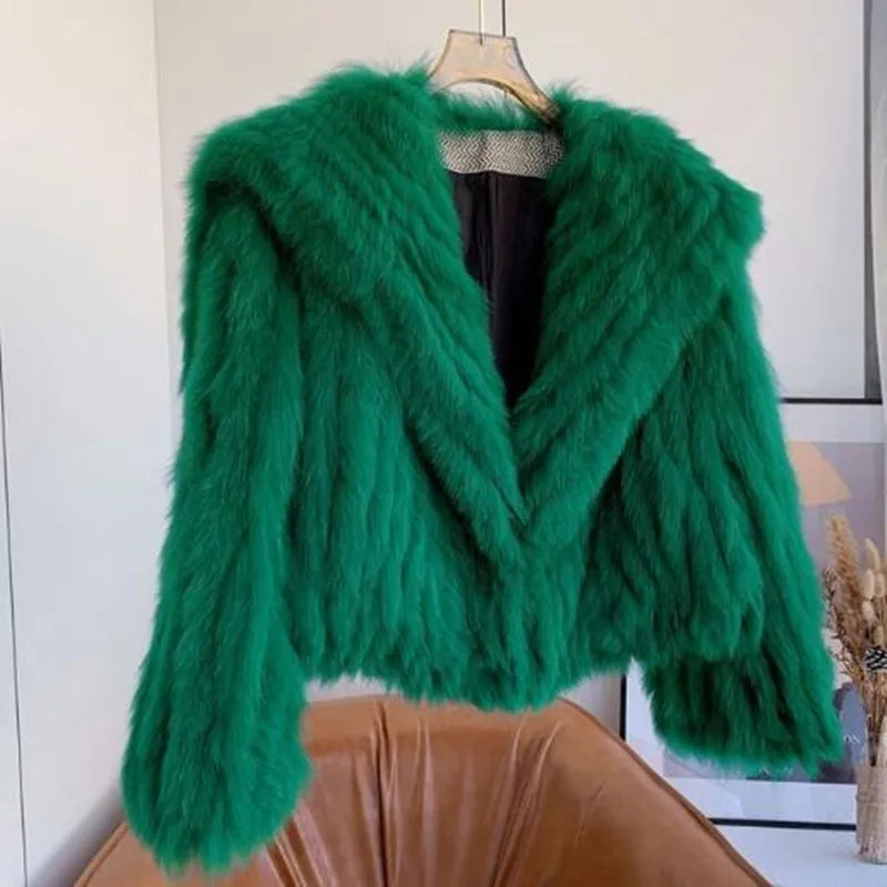 Imitation fur short coat woven Rex