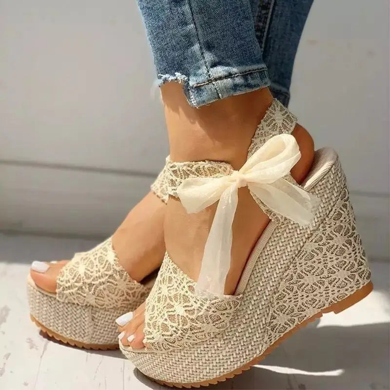 2023women sandals Lace Leisure Wedges Heeled