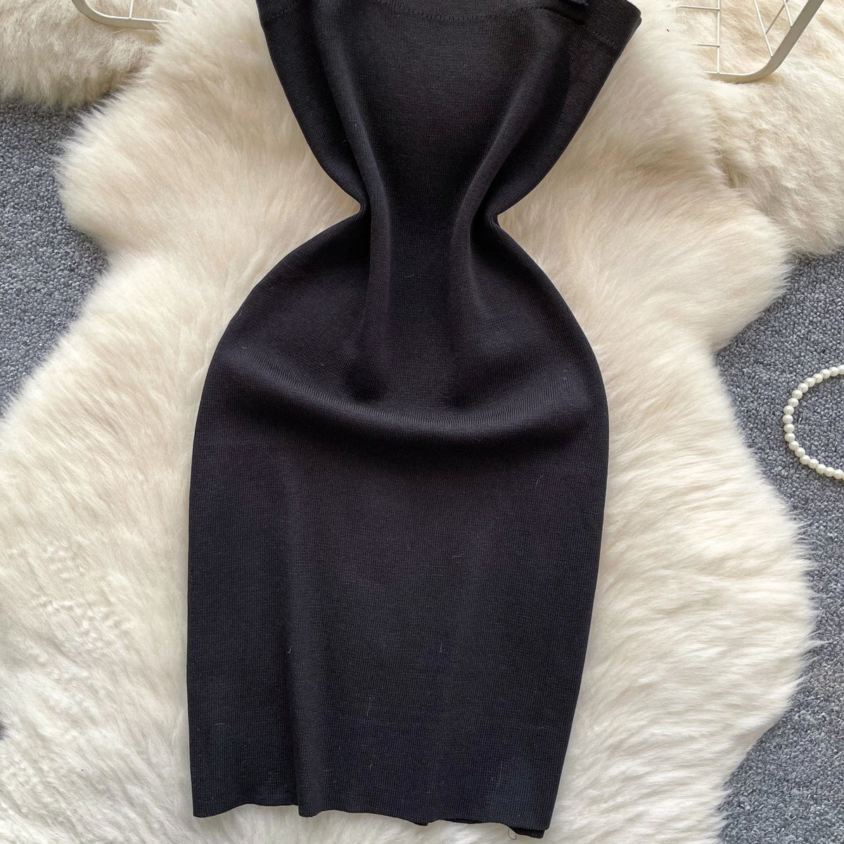 Ribbed Knit Backless Mini Dress