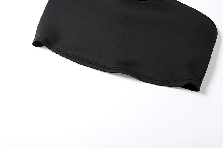 Weird Puss Chic Turtleneck T-Shirt 2-Piece Set Women Classic New Trend Long Gloves+Short Sleeve Crop Tees Fashion Streetwear