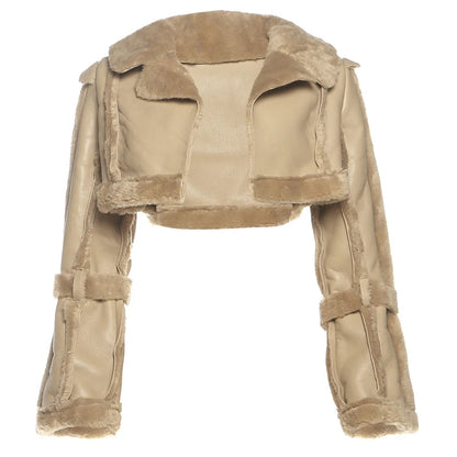 Furry Patchwork Crop Jacket