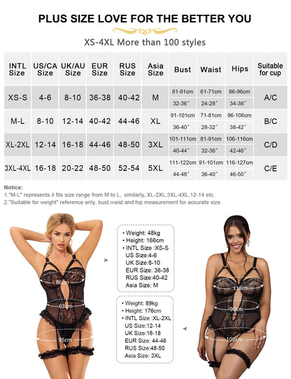 Sheer Lace Strappy Teddy Bodysuit