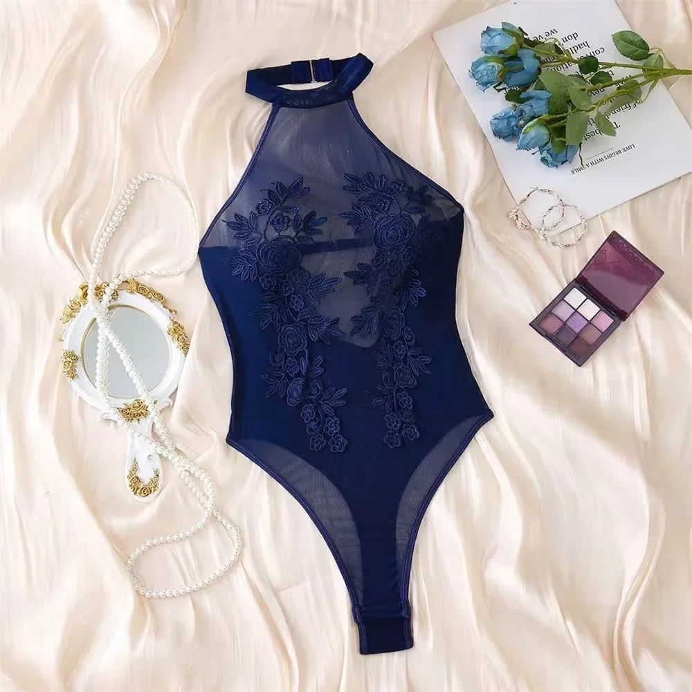 Off-the-Shoulder Floral Mesh Bodysuit