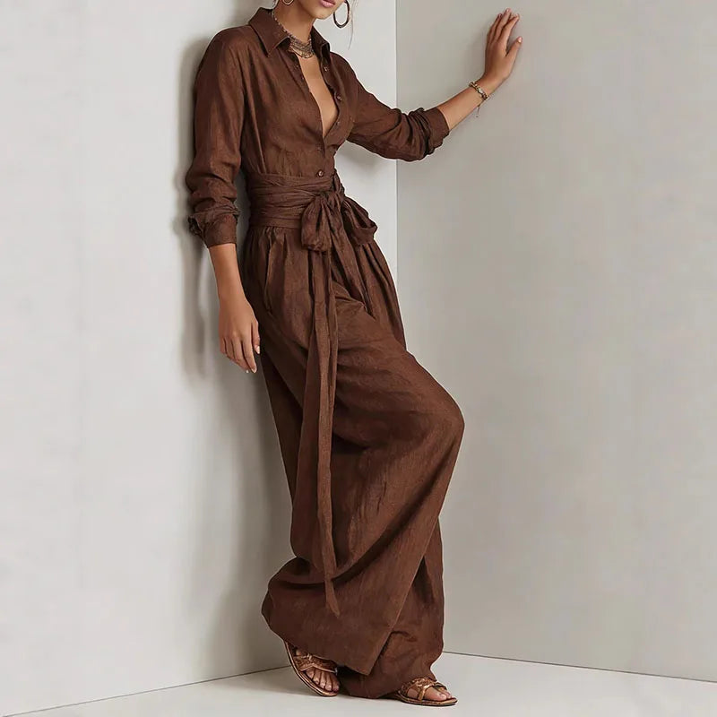 Single Breasted Lapel Top & Long