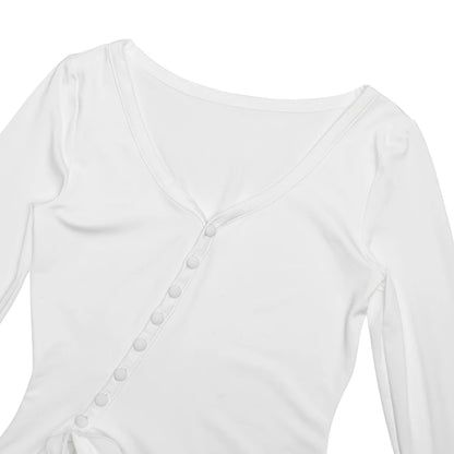 Ruffled V-Neck Button Mini Dress