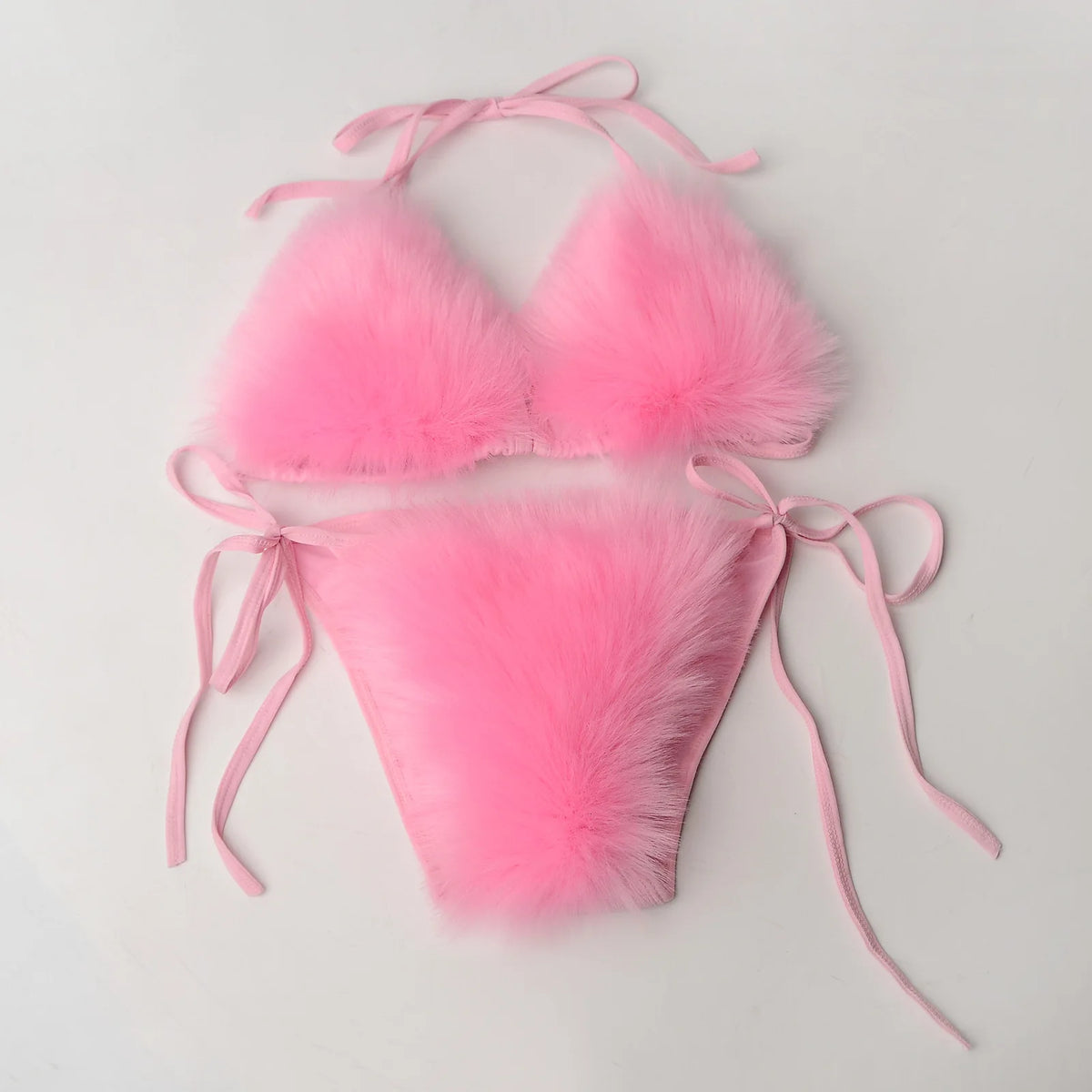 Fake Fox Fur Halter Solid Color