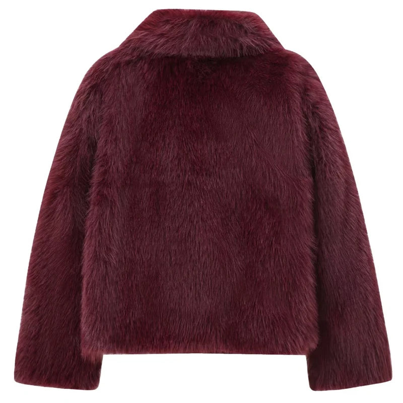 Plush Burgundy Crop Bomber Jacket
