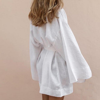 Long Sleeve V Neck Mini Dress