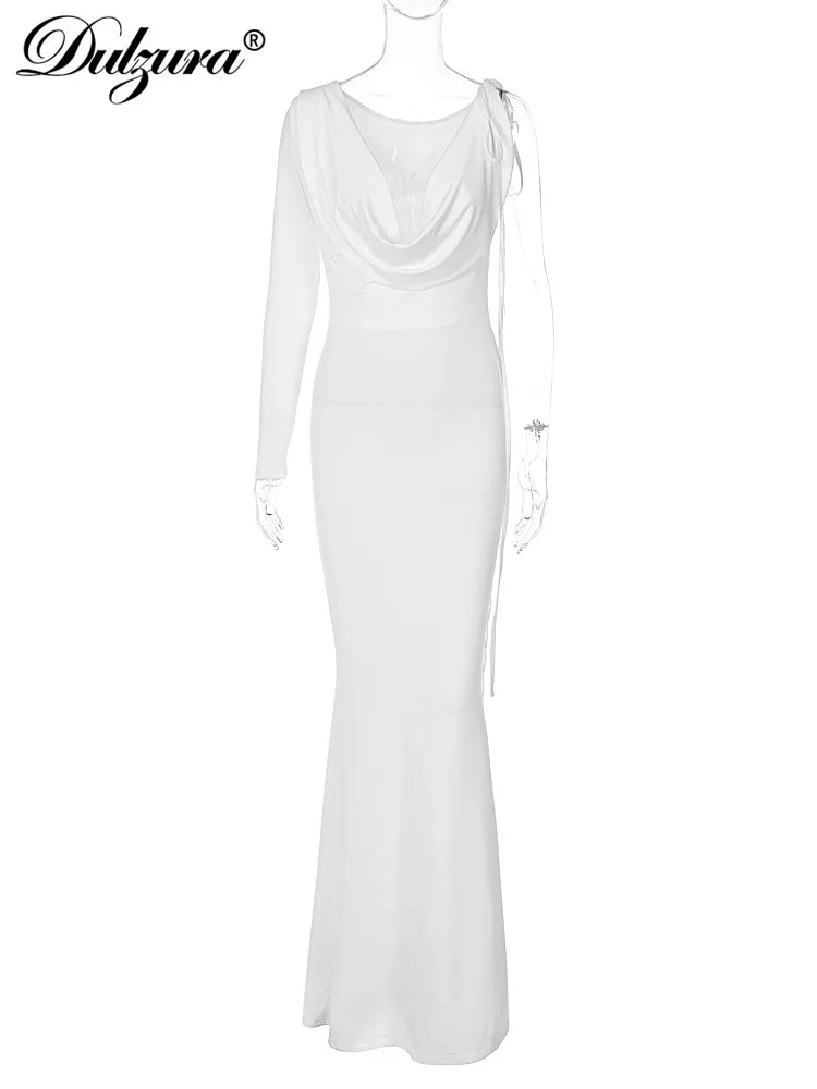 Dulzura One-Shoulder Long Sleeve Swinging Collar