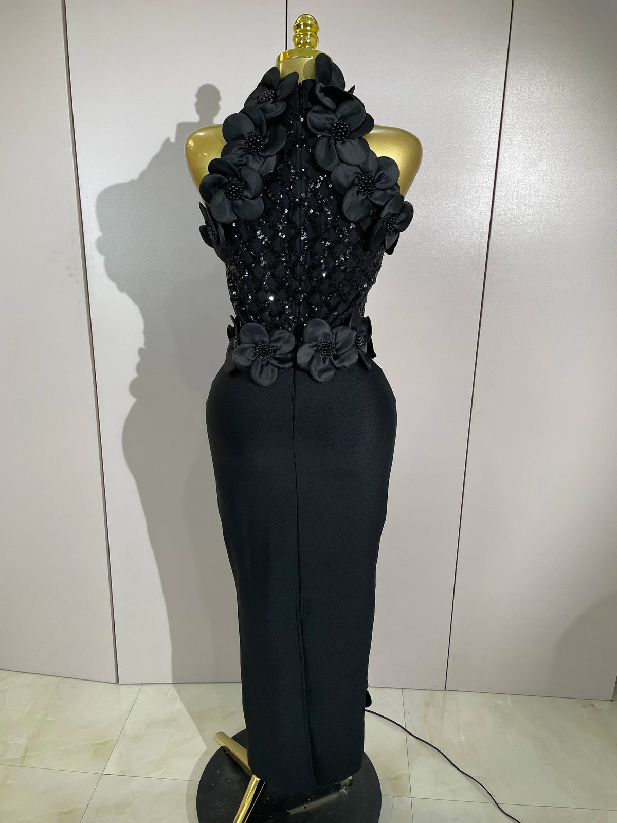 Floral Beaded Mesh Patchwork Bandage Dress