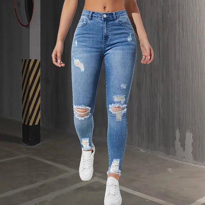 High-Waisted Ripped Skinny Jeans