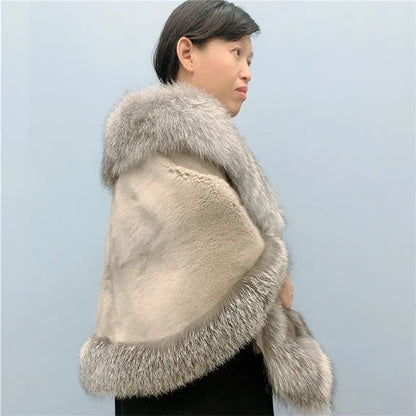 Natural Mink Fur Cape with Real
