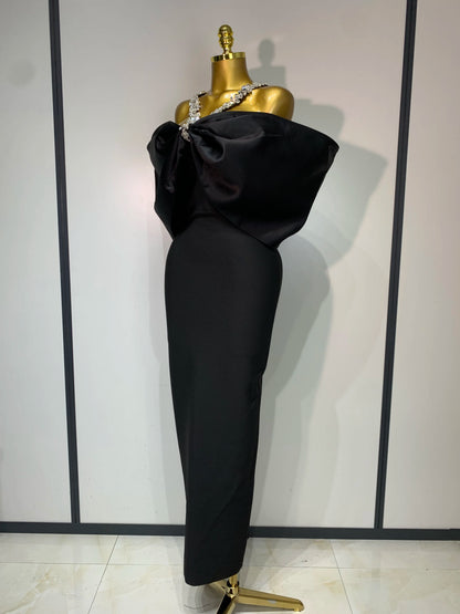 Crystal Halter Off-Shoulder Bandage Dress