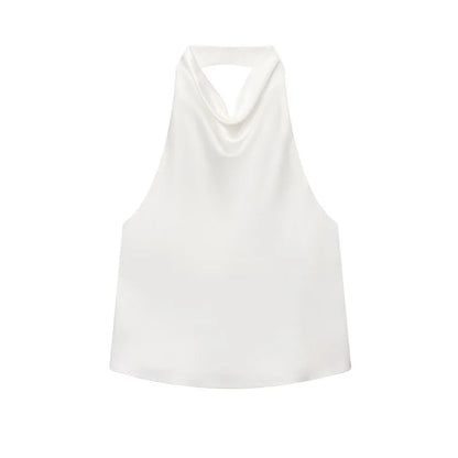 Satin Backless Halter Camisole Top