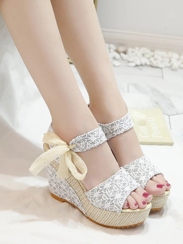 2023women sandals Lace Leisure Wedges Heeled