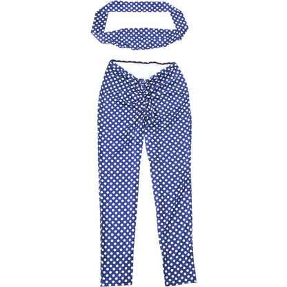 Dot Print Backless Halter Two-Piece Set