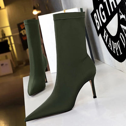 10cm High Heels Silk Sock Boots