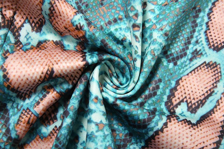 kliou Stunning Snake Print Women Jumpsuits Attractive Halter Stand Collar Hollow Backless Slim Overalls Female Midnight Clubwear