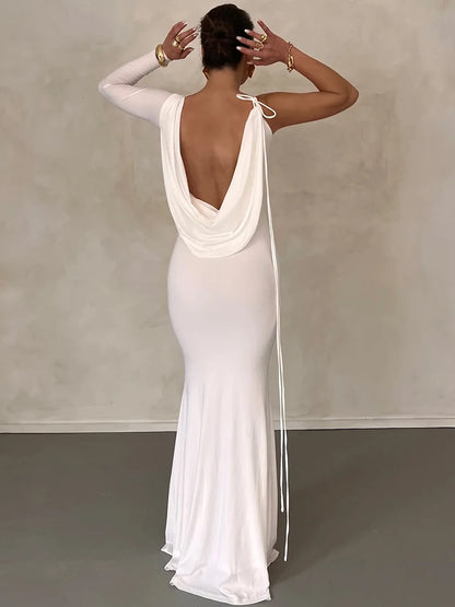 Dulzura One-Shoulder Long Sleeve Swinging Collar