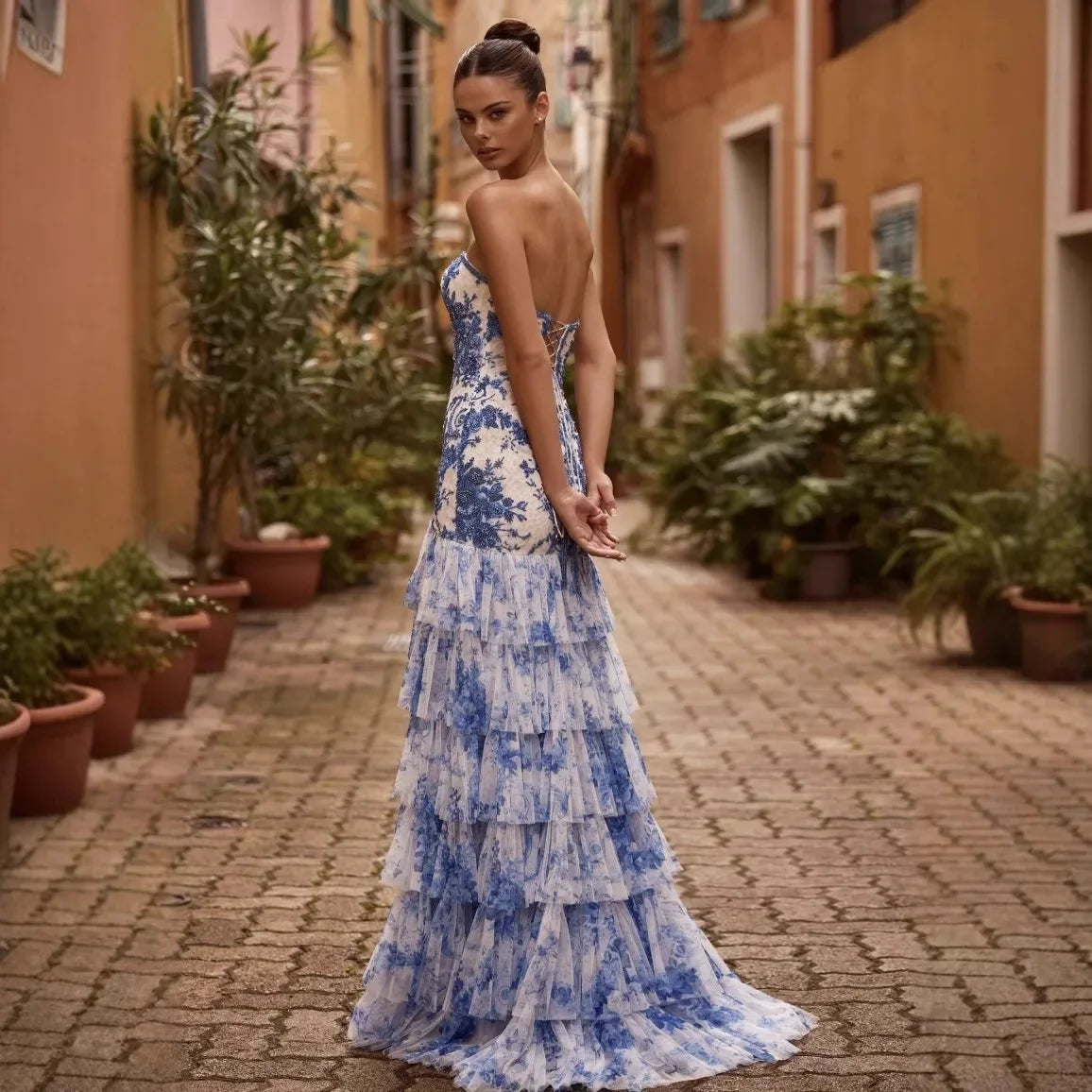 New Strapless Sleeveless Floral Flower Print