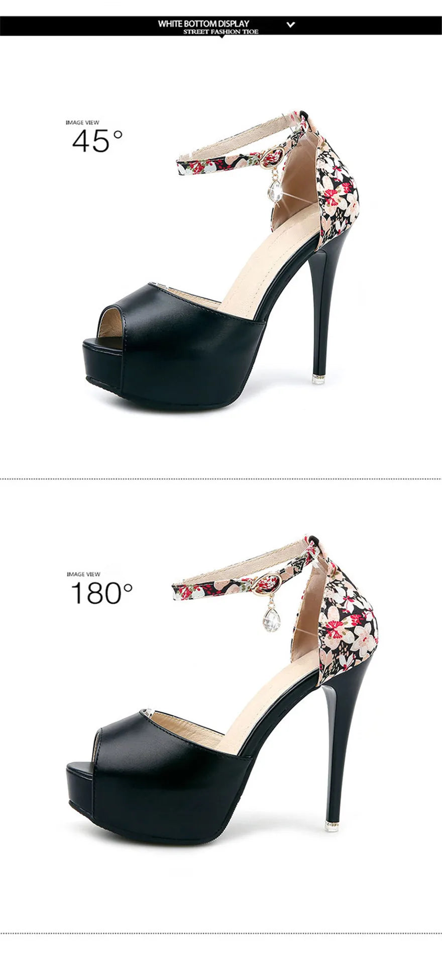 Floral Crystal Buckle Platform Sandals