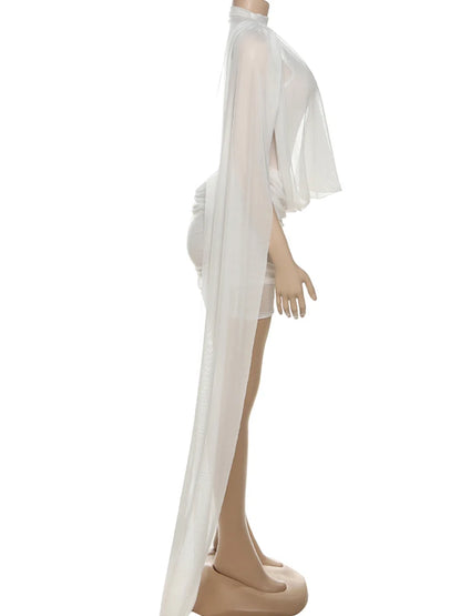 See-Through Patchwork Bodycon Mini Dress