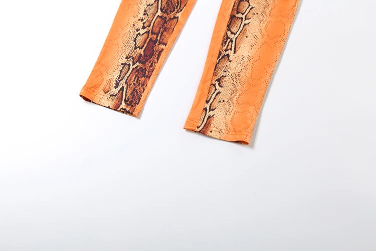 Weird Puss Snake Print Jumpsuit Woman Sexy Cirque Hollow Full Sleeve Skinny Fitness Midnight Clubwear Party Coquette Overalls