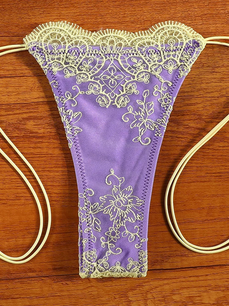 Printed Triangle Lace Micro Bikini Set