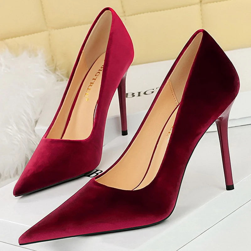 BIGTREE Shoes High Heels Shoes Suede