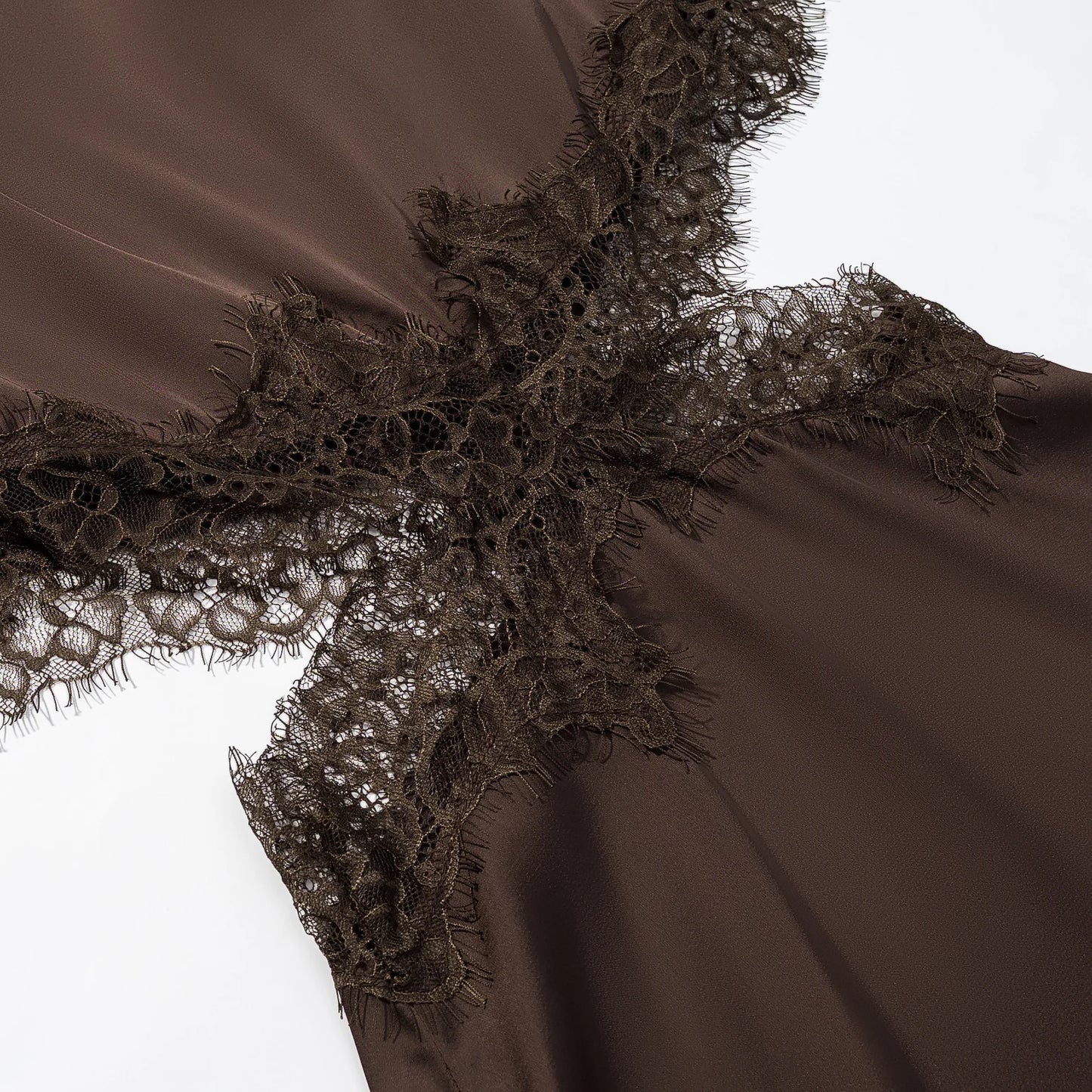 KONDALA Sexy Waist Hollow Dress Women Satin Asymmetrical Hem Lace Dress 2026 Spring Summer Fashion Holiday Dating Party Dress