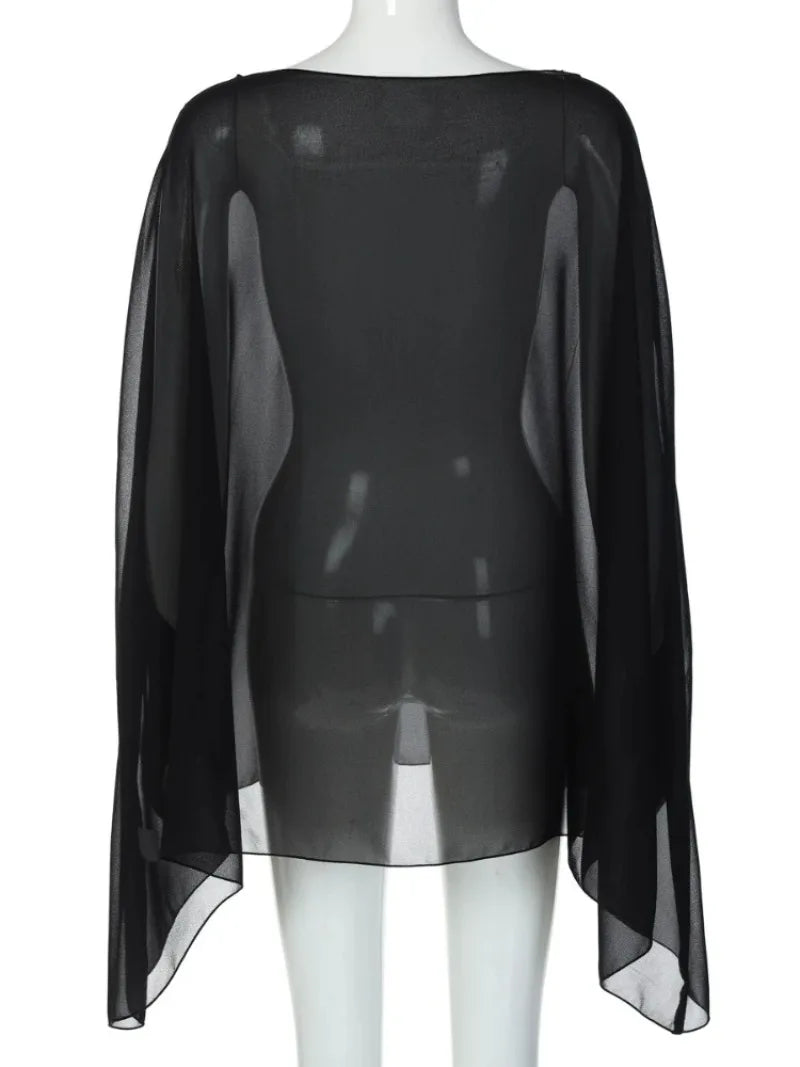 See-Through Chiffon Cover-Up Blouse
